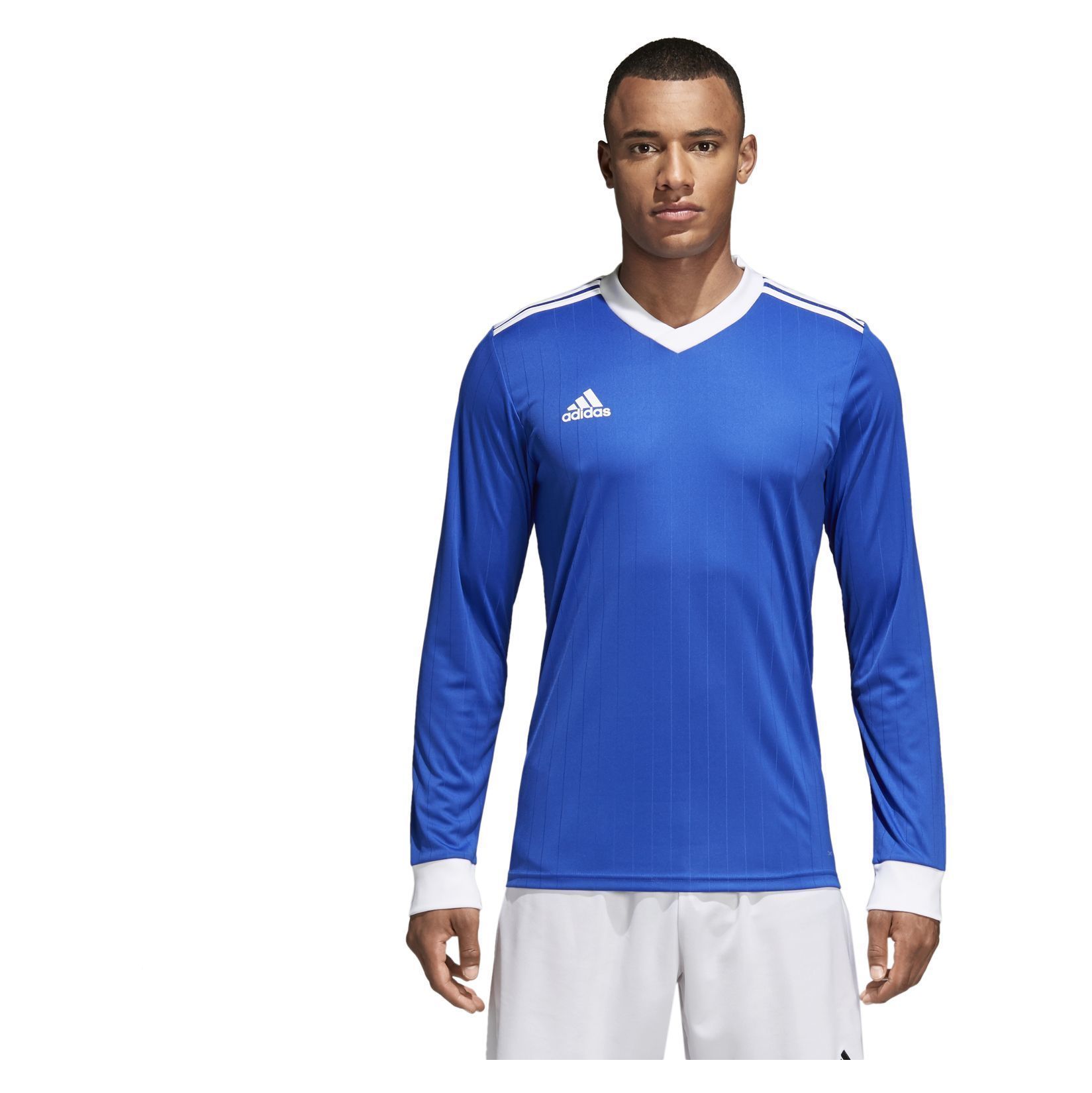 blue adidas football shirt