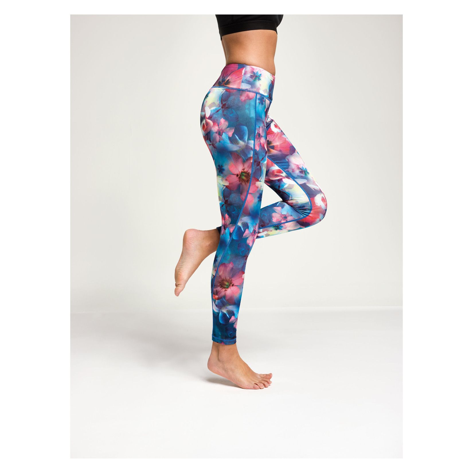 Womens Printed Flowers Performance Tights