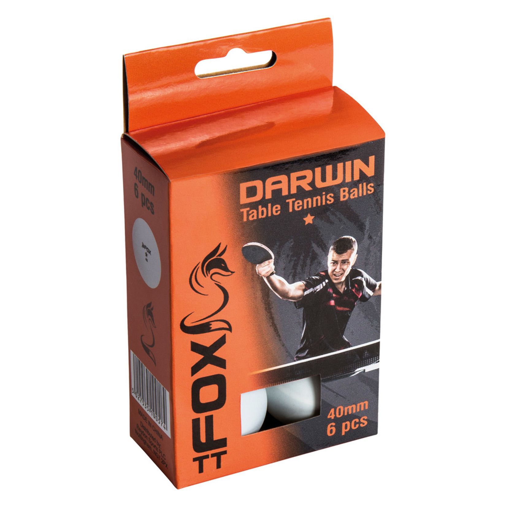 Fox TT Darwin 1 Star Table Tennis Balls (Pack of 6)