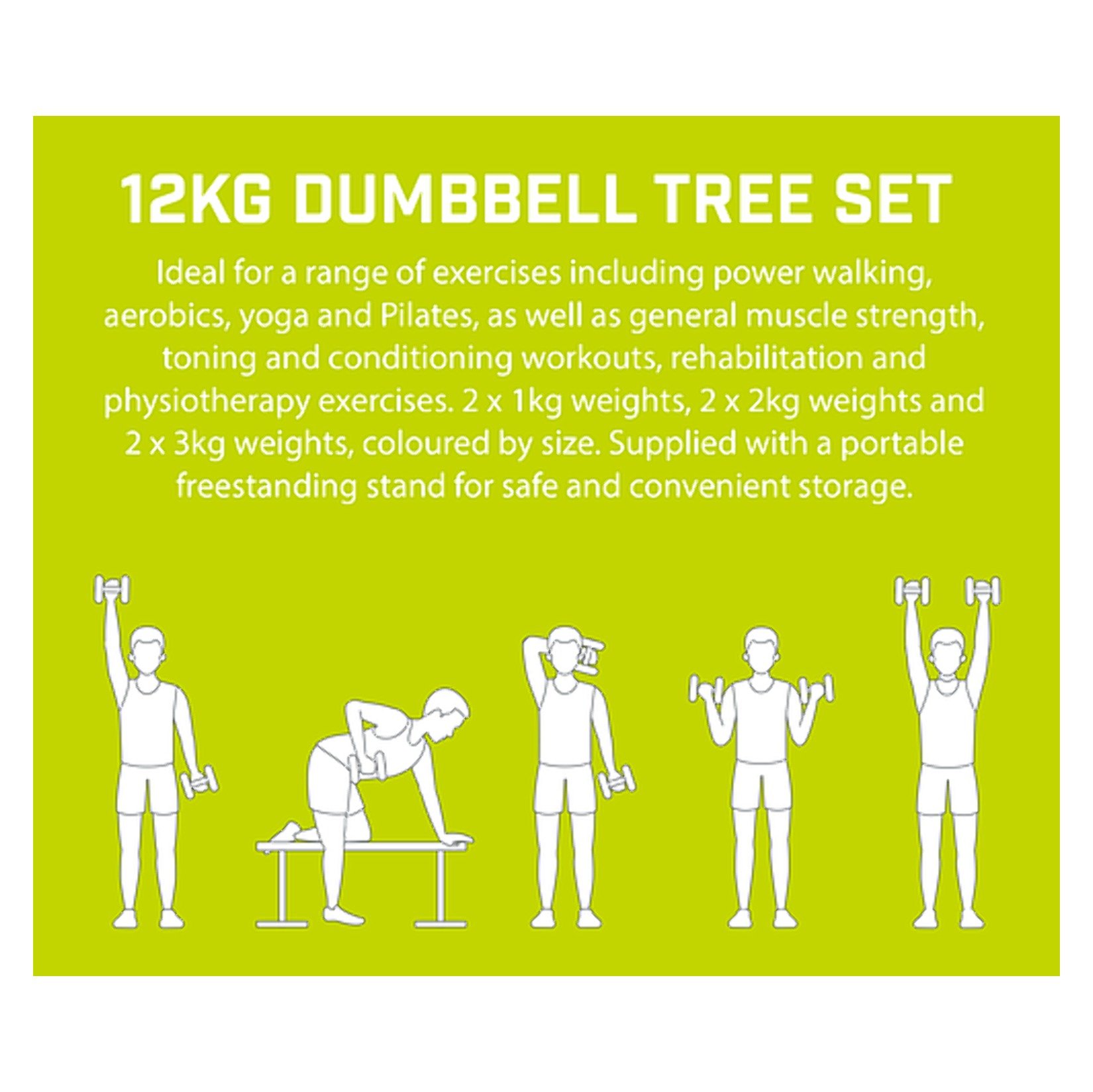 Urban-Fitness 12Kg Dumbbell Tree Set