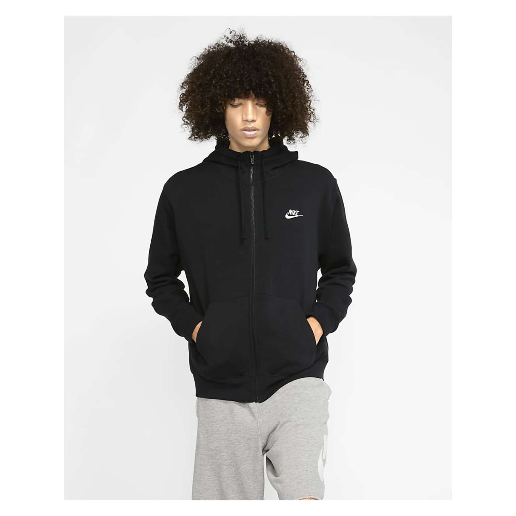 Nike Sportswear Club Fleece Full-Zip Hooded Sweatshirt (Black