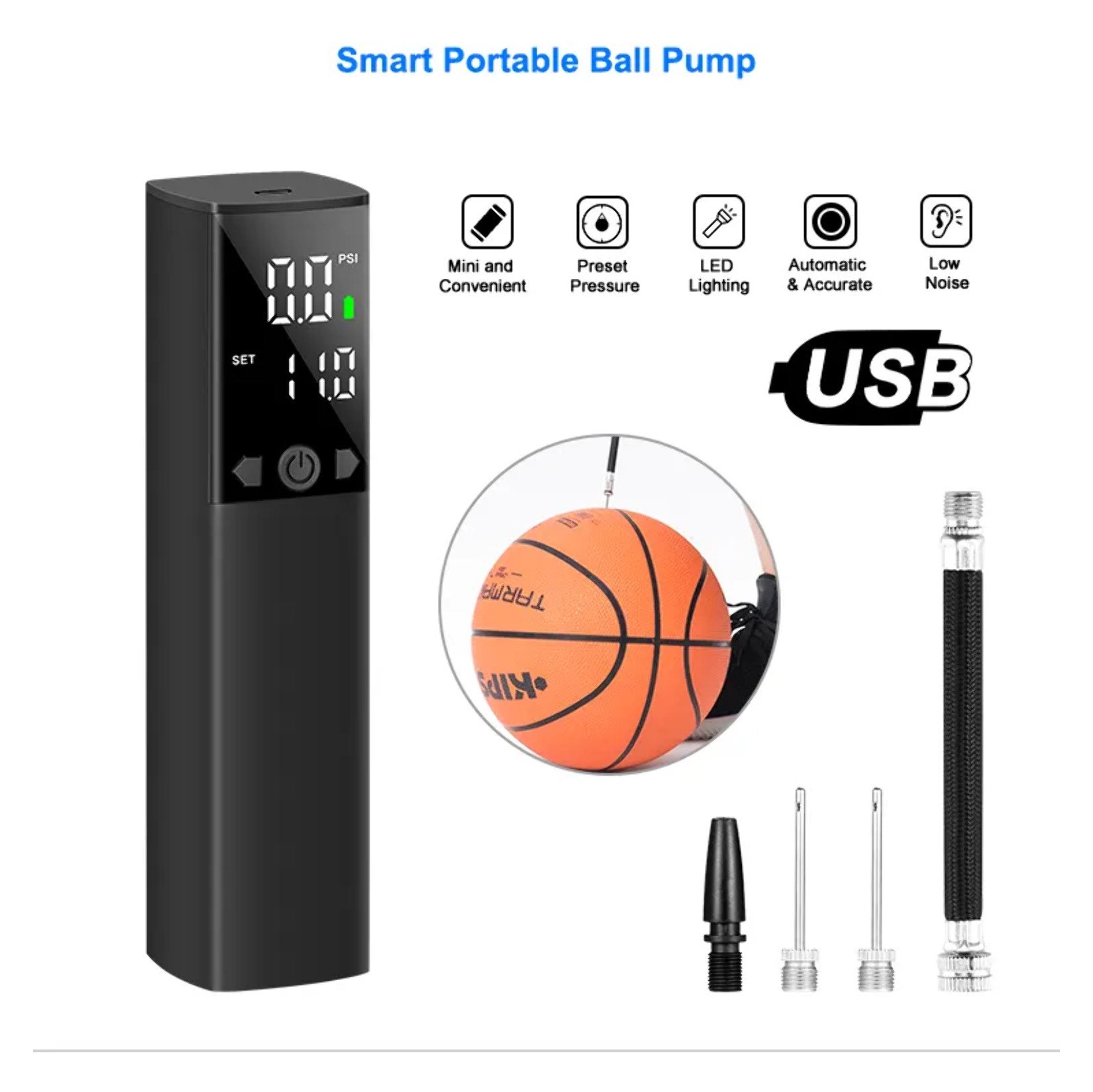 Digital Display Mini Automatic Rechargable Ball Pump