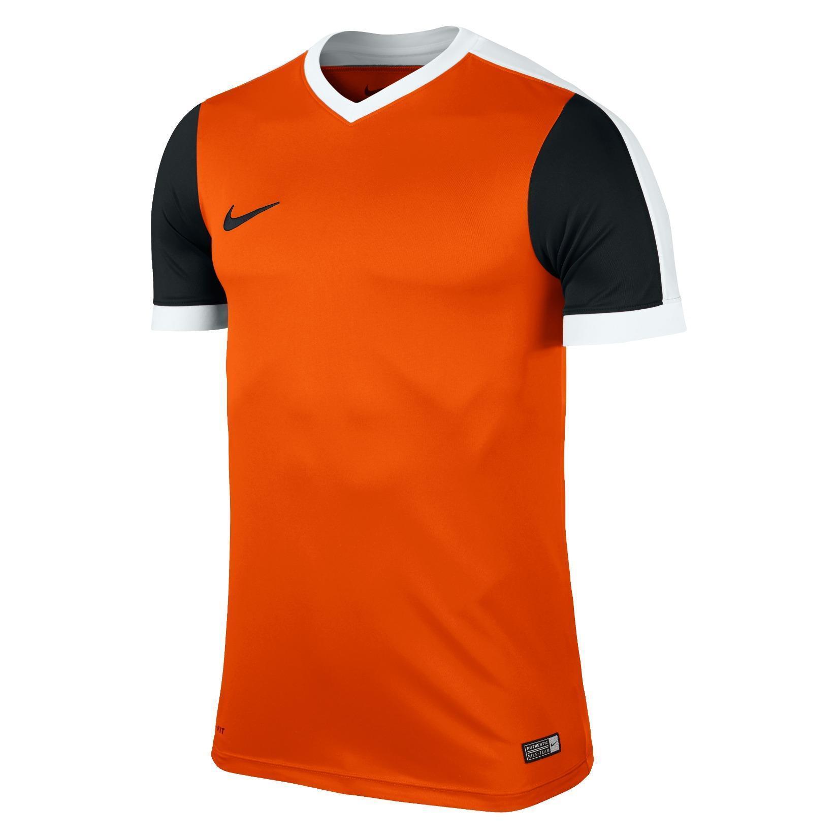 orange black and white nike shirt