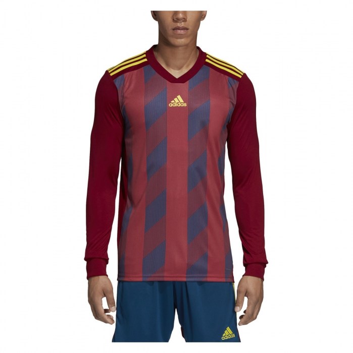 Adidas Striped 19 Long Sleeve Football Shirt Collegiate Burgundy-Bright Yel