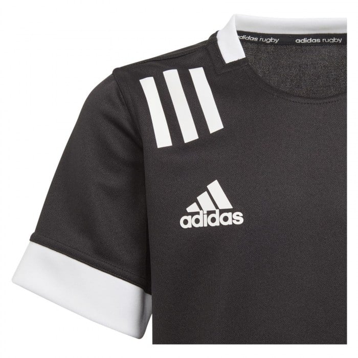 Adidas 3 Stripes Rugby Jersey Black-White