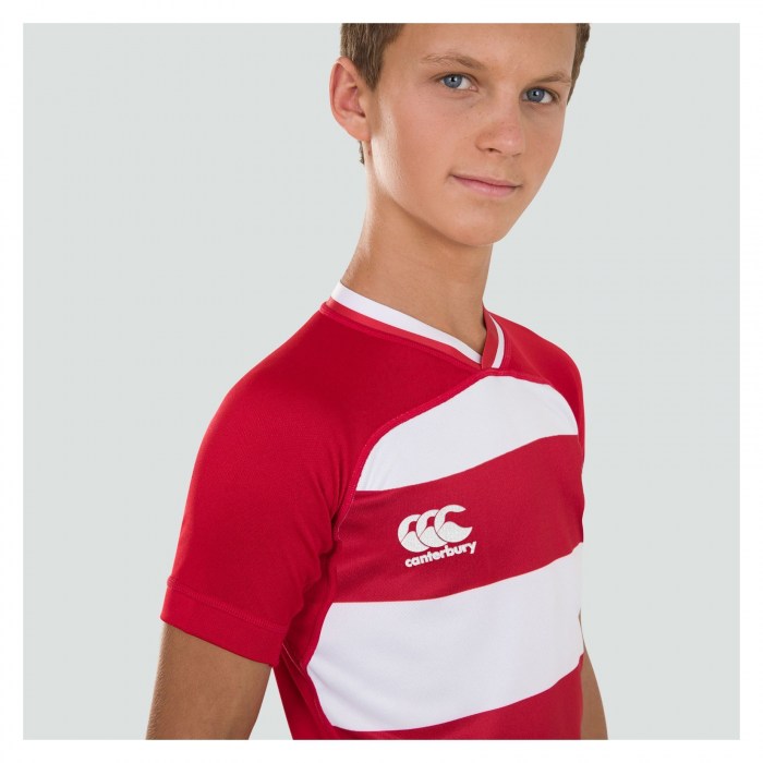 Canterbury VAPODRI EVADER HOOPED RUGBY SHIRT Flag Red-White