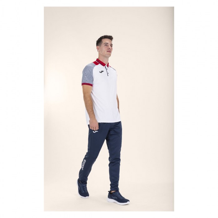 Joma Essential II Polo Shirt White-Red-Navy