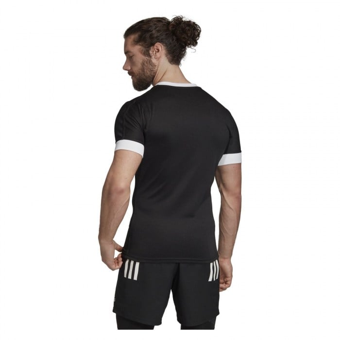 Adidas-LP 3 Stripes Fitted Rugby Jersey Black-White