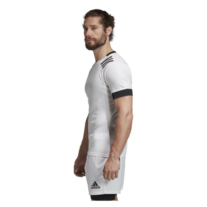 Adidas-LP 3 Stripes Fitted Rugby Jersey White-Black