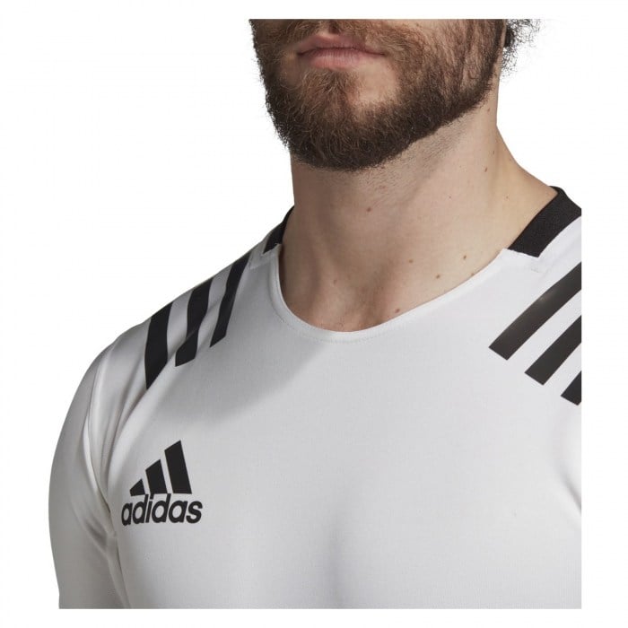 Adidas-LP 3 Stripes Fitted Rugby Jersey White-Black