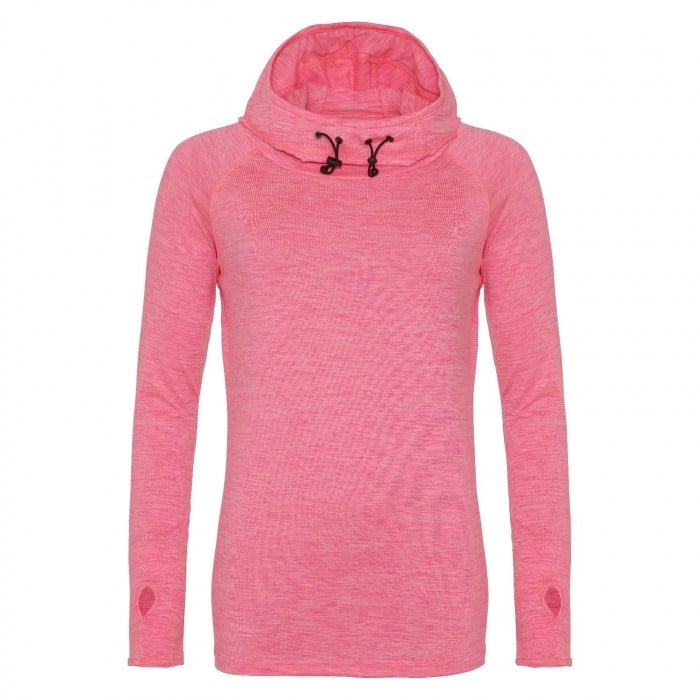 Womens Cowl Neck Midlayer Training Top Electric Pink Melange