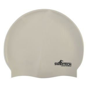 SwimTech Silicone Swim Cap White