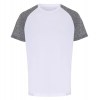 Contrast Sleeve Performance T-Shirt (M) White-Black Melange