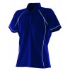 Womens Ladies Performance Piped Polo Navy-White