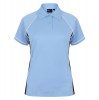 Womens Ladies Performance Piped Polo Sky Blue-Navy-White