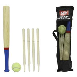 18'' Wooden Baseball Bat & Soft Tennis Ball White Rounders Play Set Garden Sport 