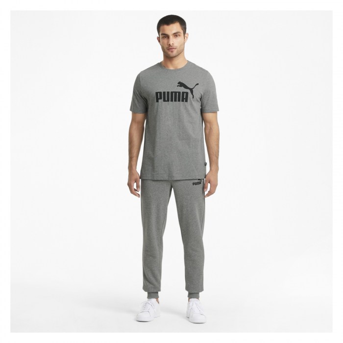 Puma Essential Cotton Logo Tee Med Grey Heat