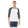 Triblend 3/4 Sleeve Baseball T-shirt White-Asphalt
