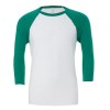 Triblend 3/4 Sleeve Baseball T-shirt White-Kelly