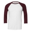 Triblend 3/4 Sleeve Baseball T-shirt White-Maroon