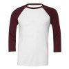 Triblend 3/4 Sleeve Baseball T-shirt White-Maroon