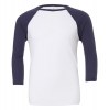 Triblend 3/4 Sleeve Baseball T-shirt White-Navy