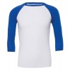 Triblend 3/4 Sleeve Baseball T-shirt White-True Royal