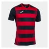 Joma Europa V Hooped Short Sleeve Jersey Black-Red