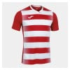 Joma Europa V Hooped Short Sleeve Jersey Red-White