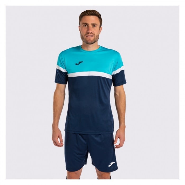 Joma Academy V Shrt + Short Set Dark Navy-Fluo Turquoise-White