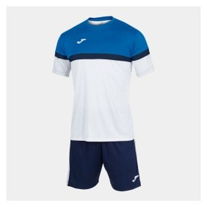 Joma Academy V Shrt + Short Set White-Royal-Dark Navy