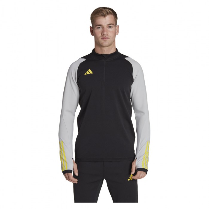 adidas Tiro 23 Competition 1/4 Zip Training Top Black-Team Light Grey-Impact Yellow