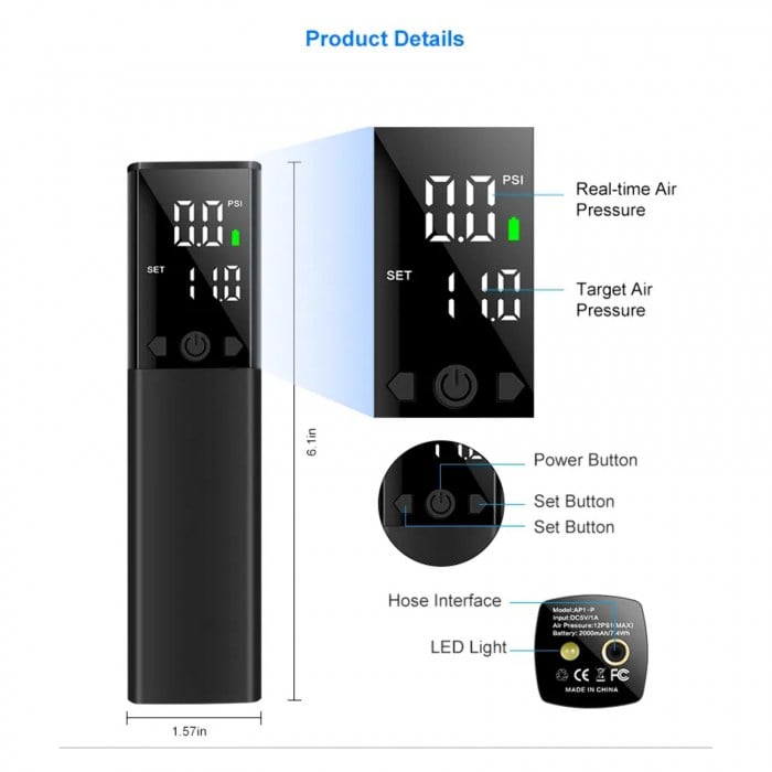 Digital Display Mini Automatic Rechargable Ball Pump