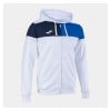 Joma Crew V Full Zip Hoodie White-Royal-Navy