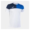 Joma Crew V Short Sleeve T-Shirt White-Royal-Navy