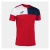 Joma Crew V Short Sleeve T-Shirt Red-Navy-White