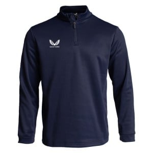 Castore Fleece Brushback 1/4 Zip Midlayer Navy-White