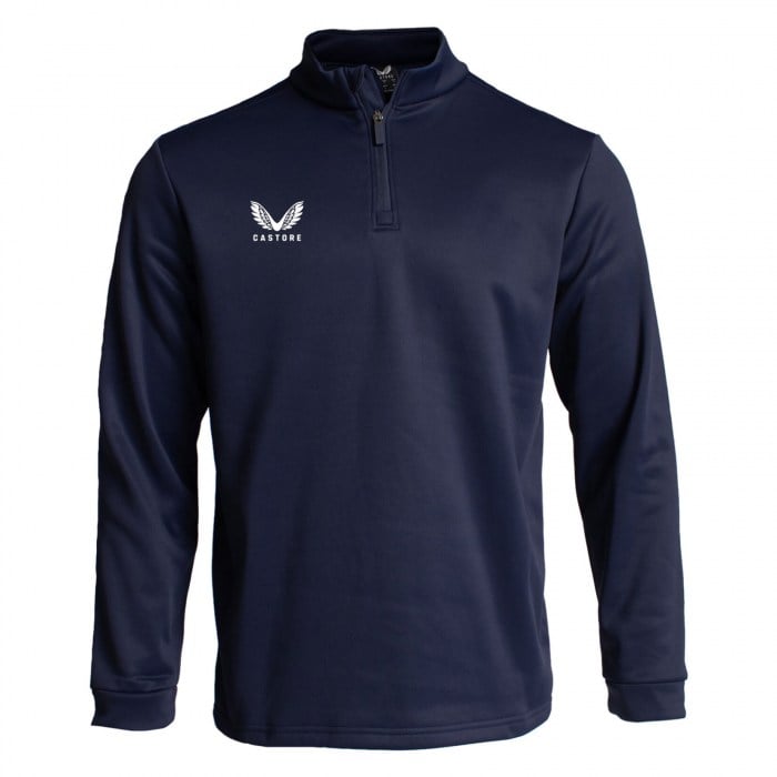 Castore Fleece Brushback 1/4 Zip Midlayer Navy-White