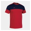 Joma Crew V Short Sleeve T-Shirt Red-Navy