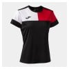 Joma Womens Crew V Women's Short Sleeve T-Shirt Black-Red-White