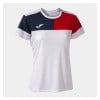 Joma Womens Crew V Women's Short Sleeve T-Shirt White-Red-Navy