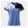 Joma Womens Crew V Women's Short Sleeve T-Shirt Blue-Black-White