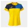 Joma Womens Crew V Women's Short Sleeve T-Shirt Yellow-Royal Blue-Navy