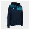 Joma Womens Eco Supernova Zip-Up Hoodie (W) Navy-Fluor Turquoise