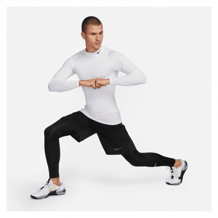 Nike Pro Dri-FIT Fitness Mock-Neck Long-Sleeve Top White-Black