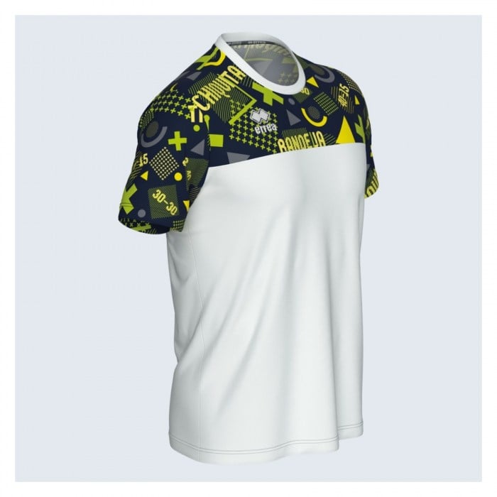 Errea Manolo Shirt White-Navy-Fluorescent Green