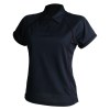 Womens Ladies Performance Piped Polo Black-Black