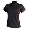 Womens Ladies Performance Piped Polo Black-Red