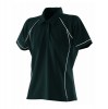Womens Ladies Performance Piped Polo Black-White
