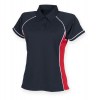 Womens Ladies Performance Piped Polo Navy-Red-White